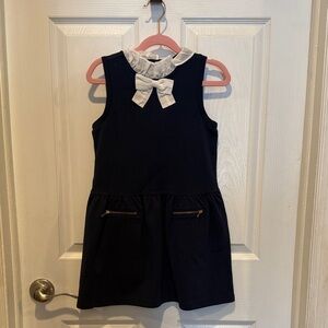 Janie and Jack NWT Navy Blue Sleeveless Kids Dress with White Bow